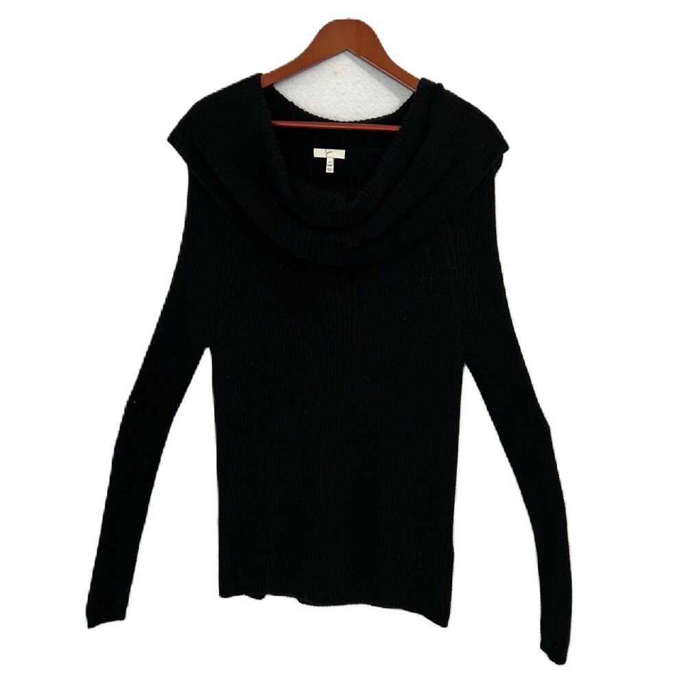 Joie Sweater Women XS Black Cowl Raglan Fitted Wool Cashmere Boho Emo Comfy Cozy